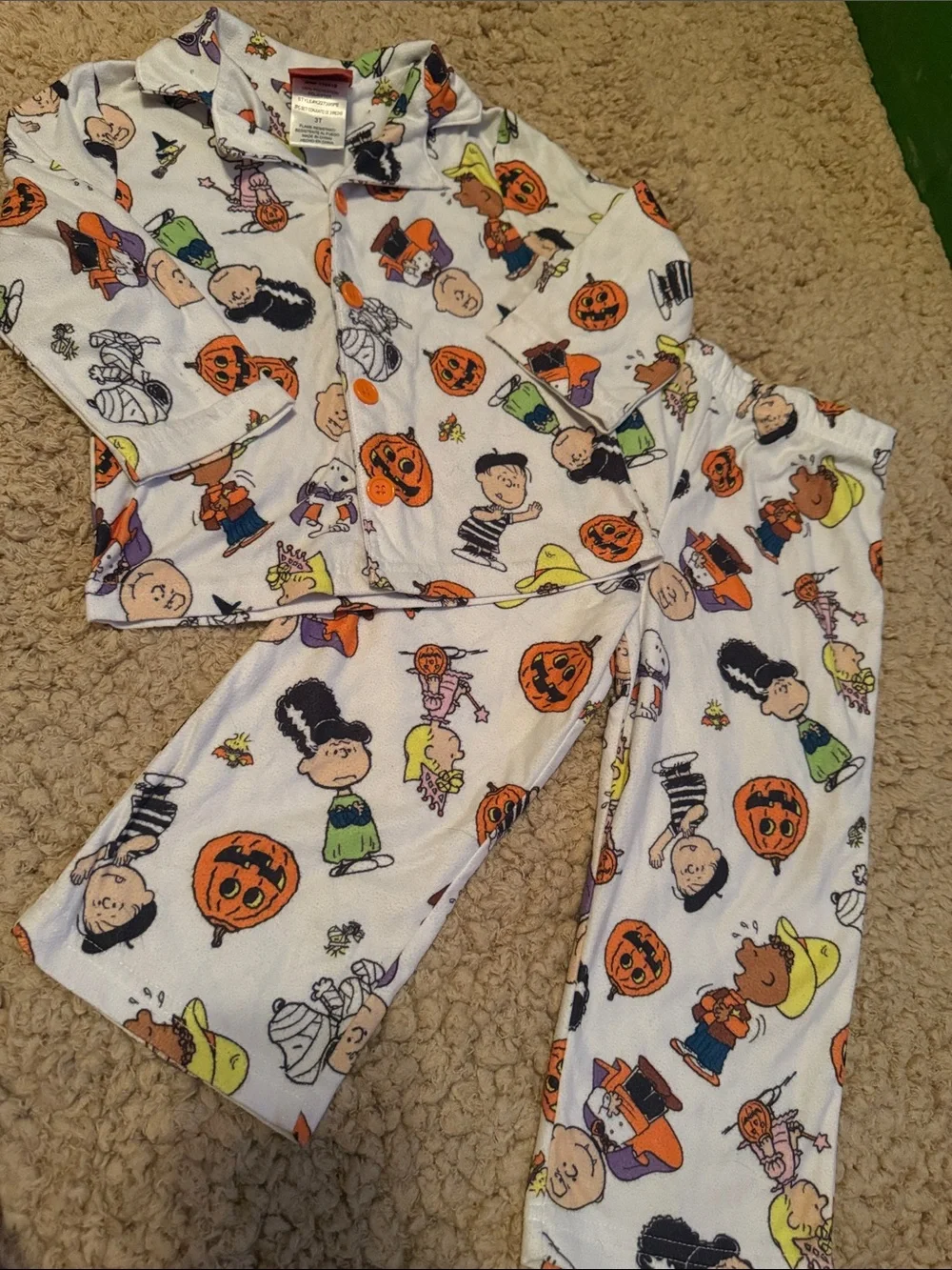 The Great Pumpkin Charlie Brown Pajama Set Boys 3T (Halloween Theme) 🎃